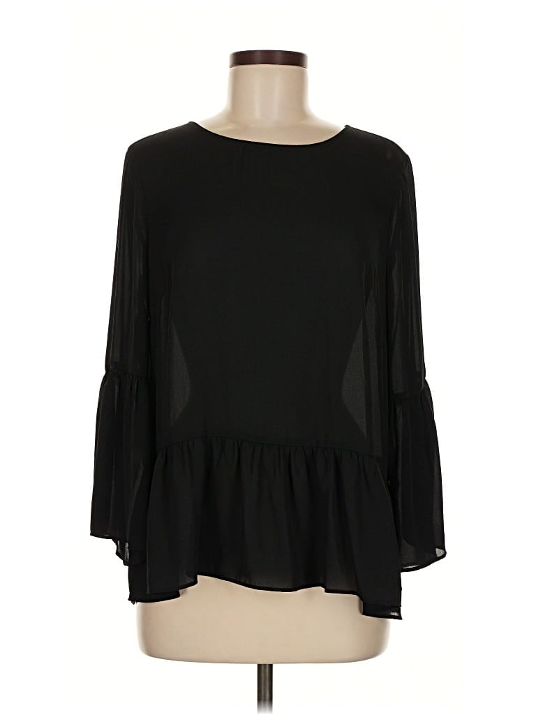 Pre-owned J.crew Factory Store Long Sleeve Blouse In Black
