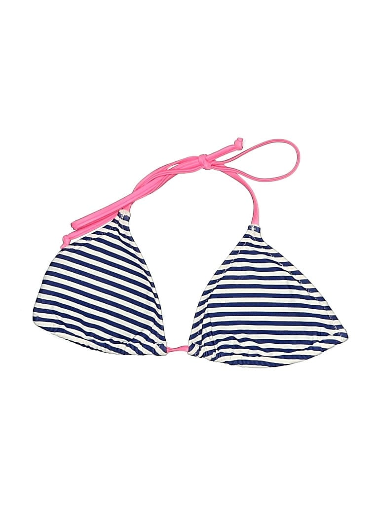 Pre-owned J.crew Factory Store Swimsuit Top Blue Stripes Pattern Swimwear