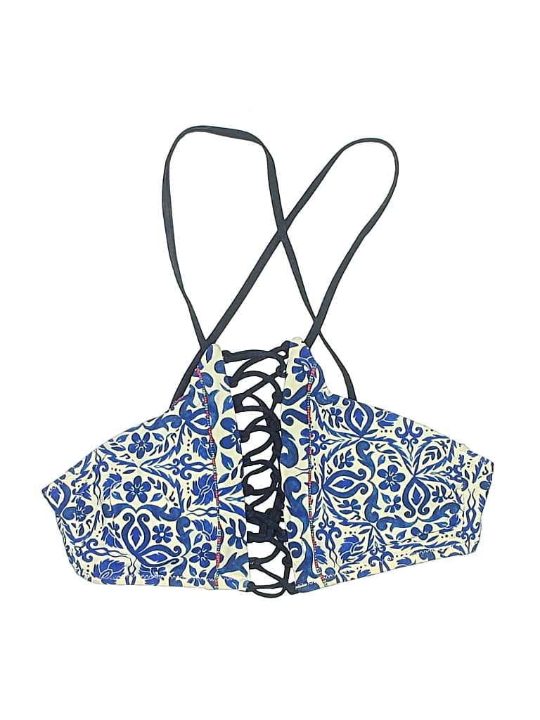 Pre-owned Nanette Lepore Swimsuit Top Blue Print Pattern Swimwear