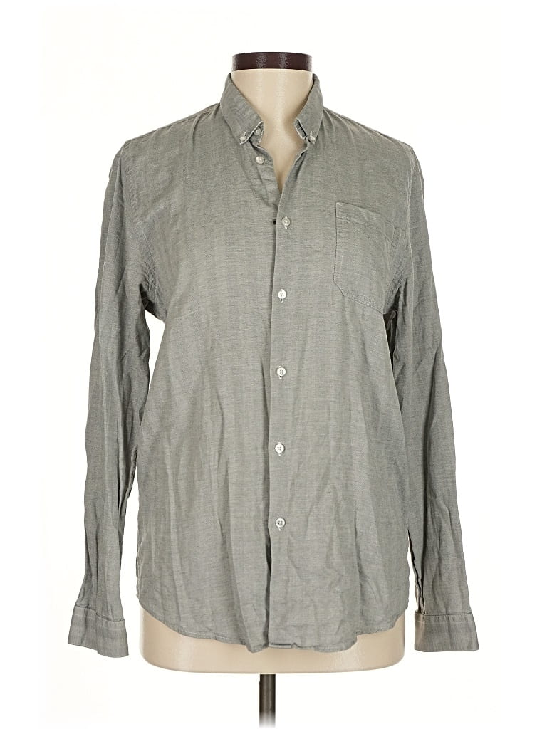 Pre-owned Assorted Brands Long Sleeve Button Down Shirt In Gray