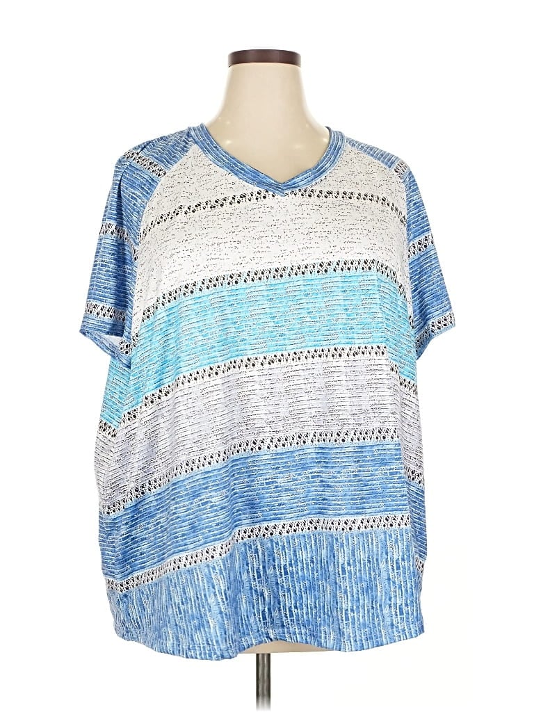 Pre-owned Shein Curve Short Sleeve T-shirt In Blue