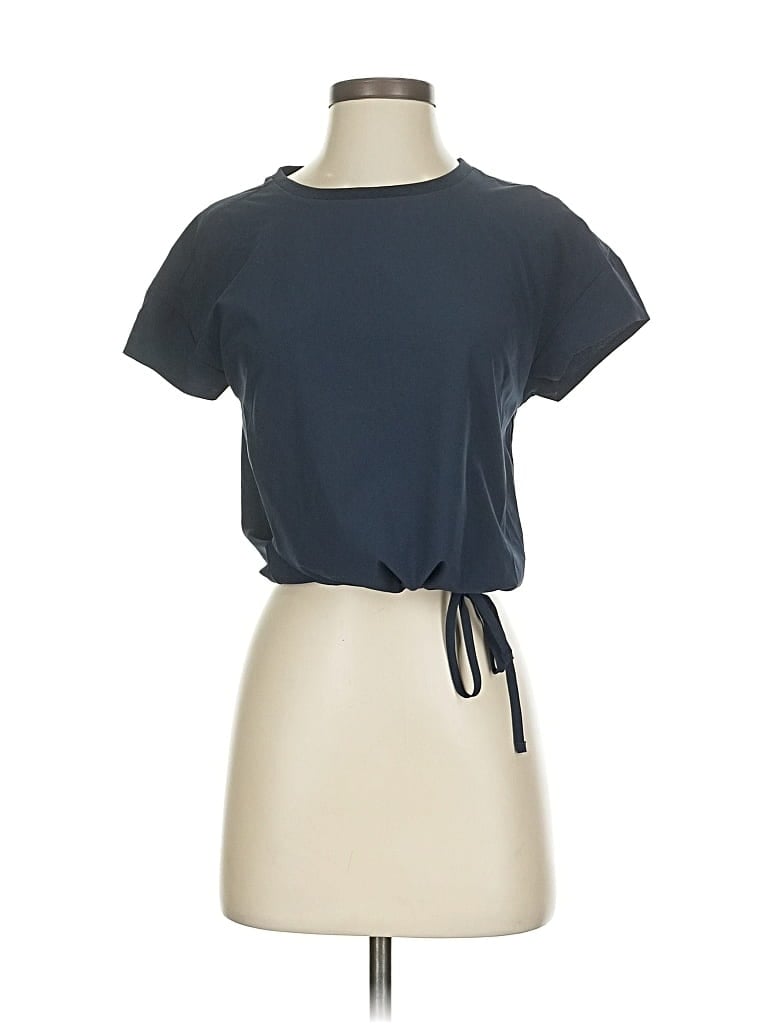 Pre-owned Ministry Of Supply Short Sleeve Top Gray Keyhole Neckline Tops