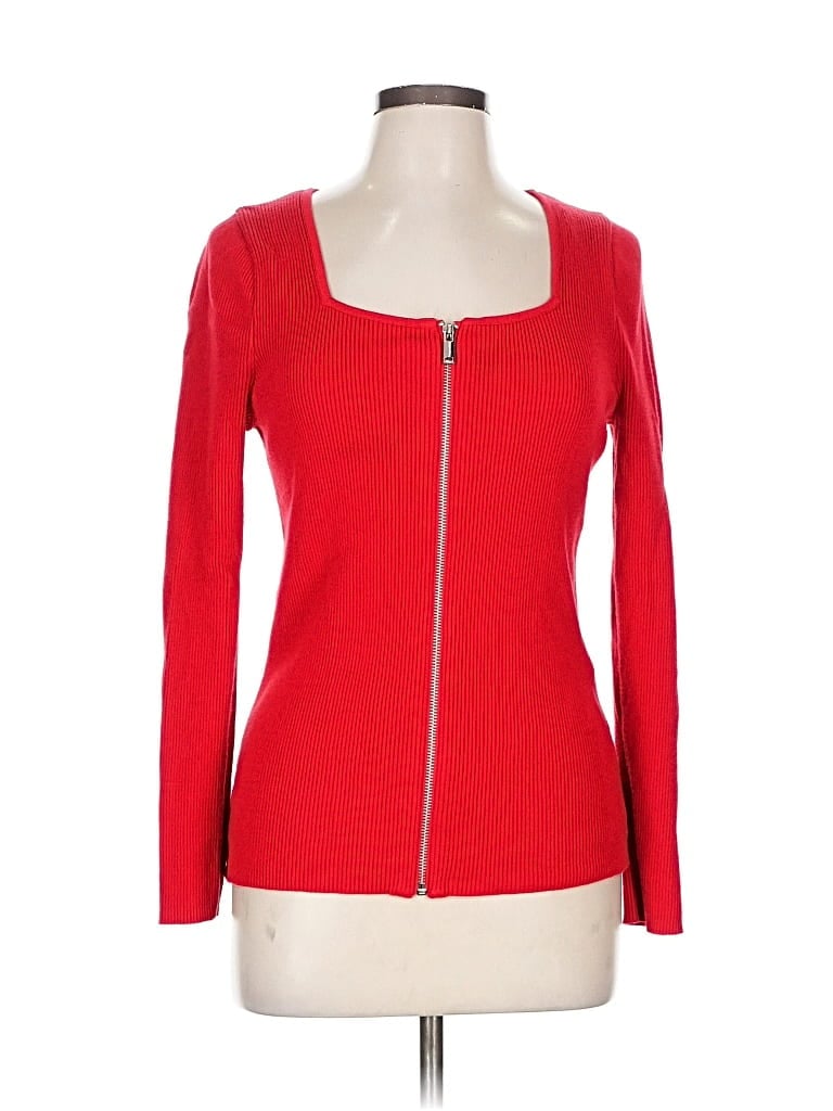 Pre-owned Inc International Concepts Long Sleeve Top Red Sweetheart Neckline Tops