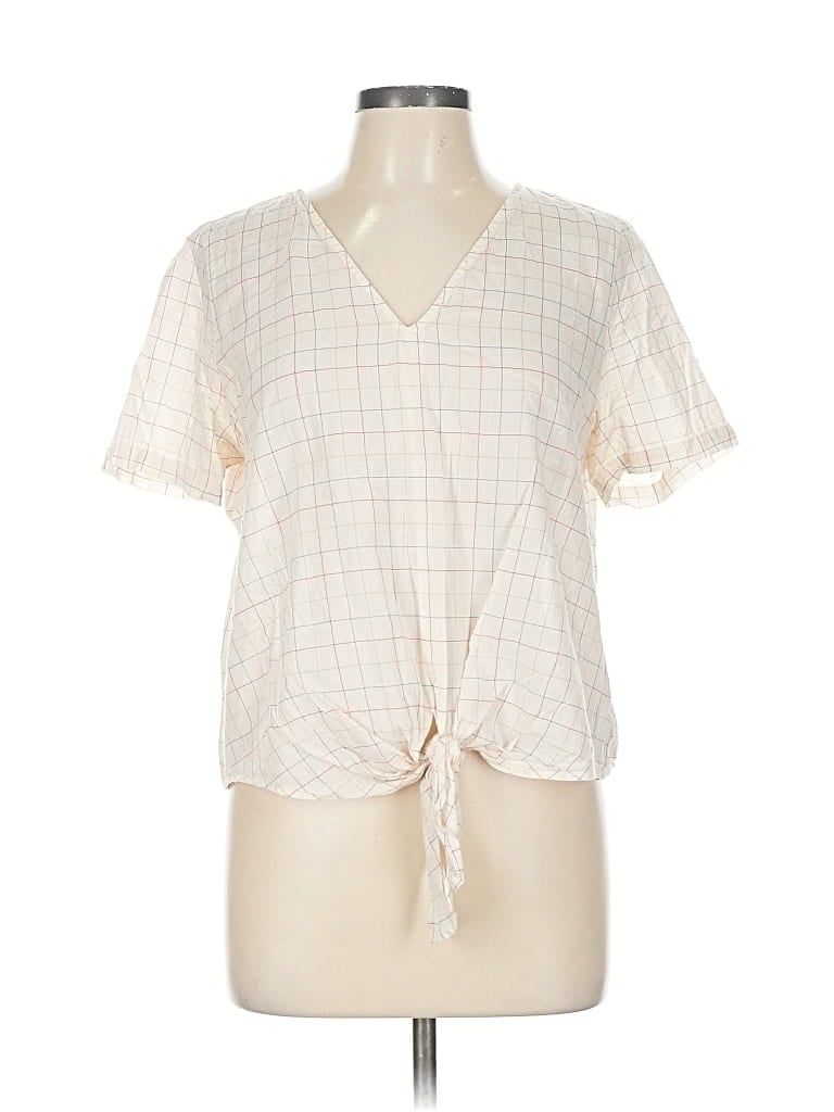 Pre-owned Madewell Short Sleeve Blouse In White