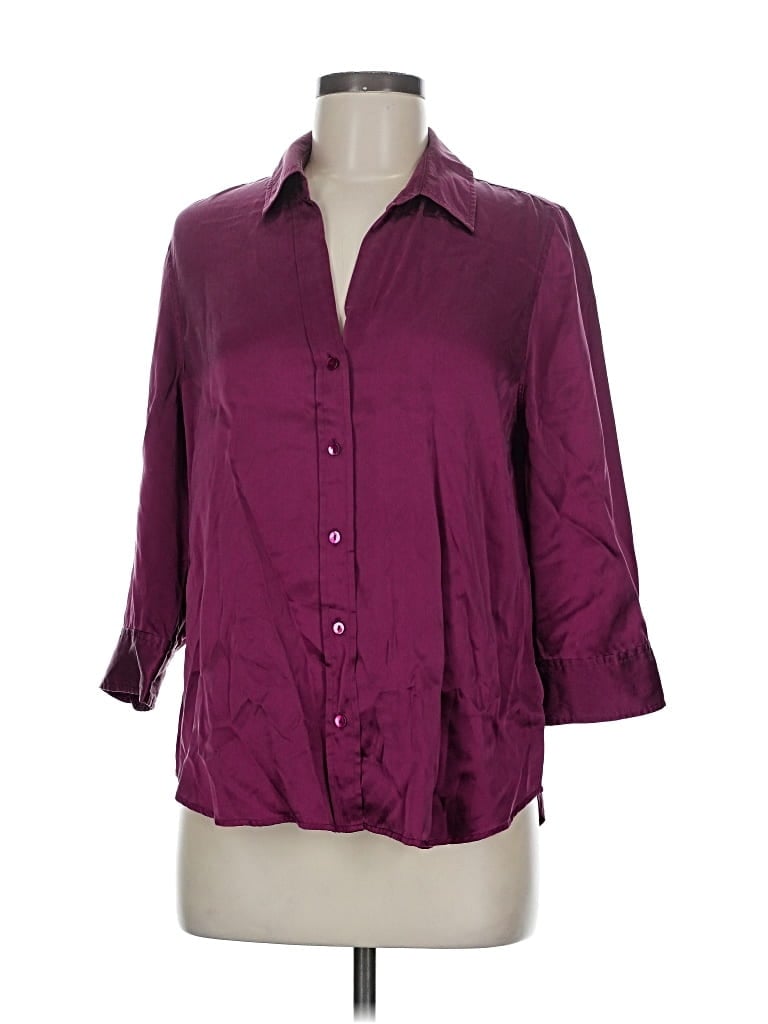 Pre-owned L'agence 3/4 Sleeve Button Down Shirt In Burgundy