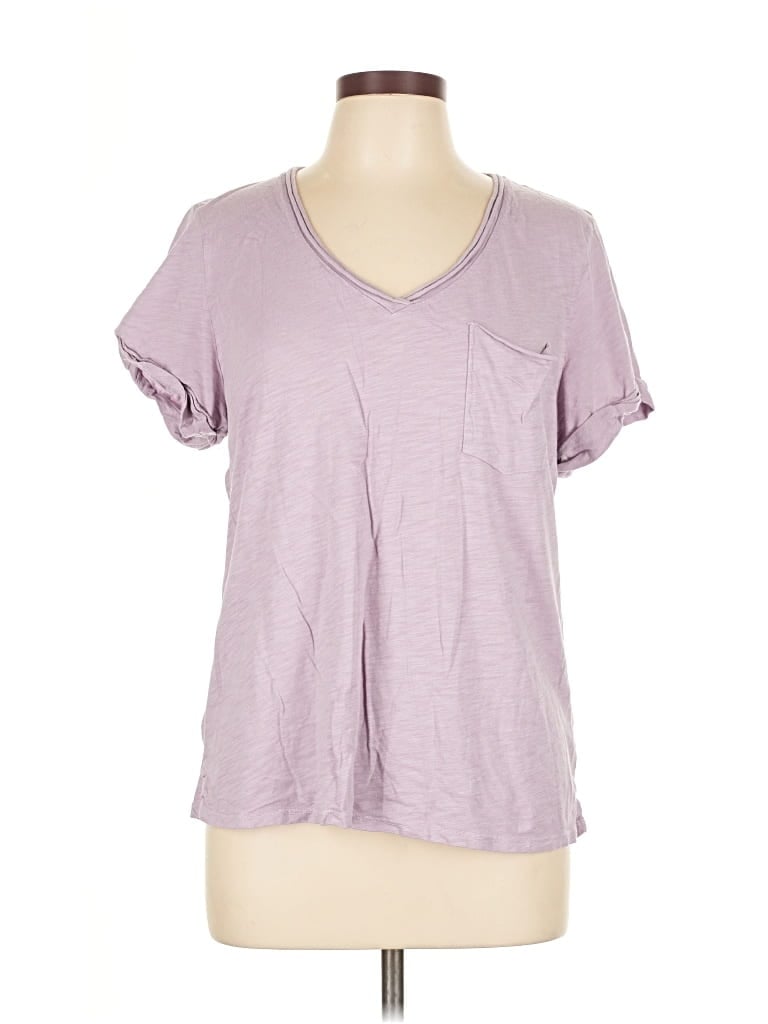 Pre-owned T.la Short Sleeve Top Purple V Neck Tops