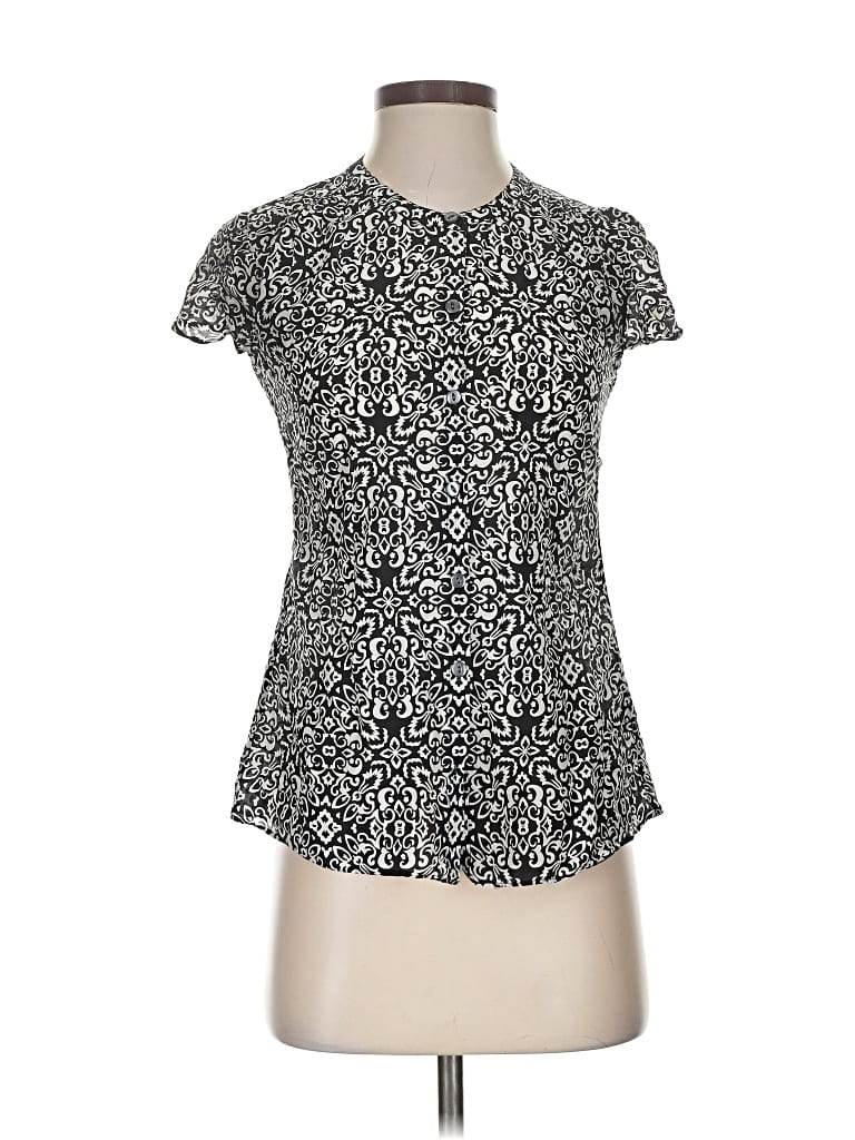 Pre-owned Banana Republic Short Sleeve Blouse In Black