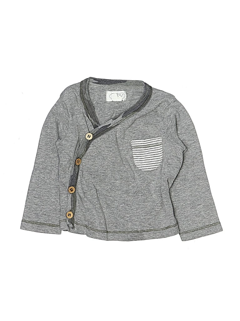 Pre-owned Mud Pie Babies' Long Sleeve Henley Shirt In Gray