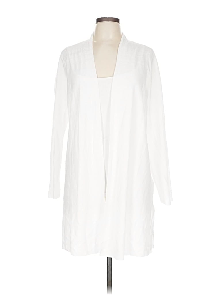 Pre-owned Eileen Fisher Cardigan Sweater In White
