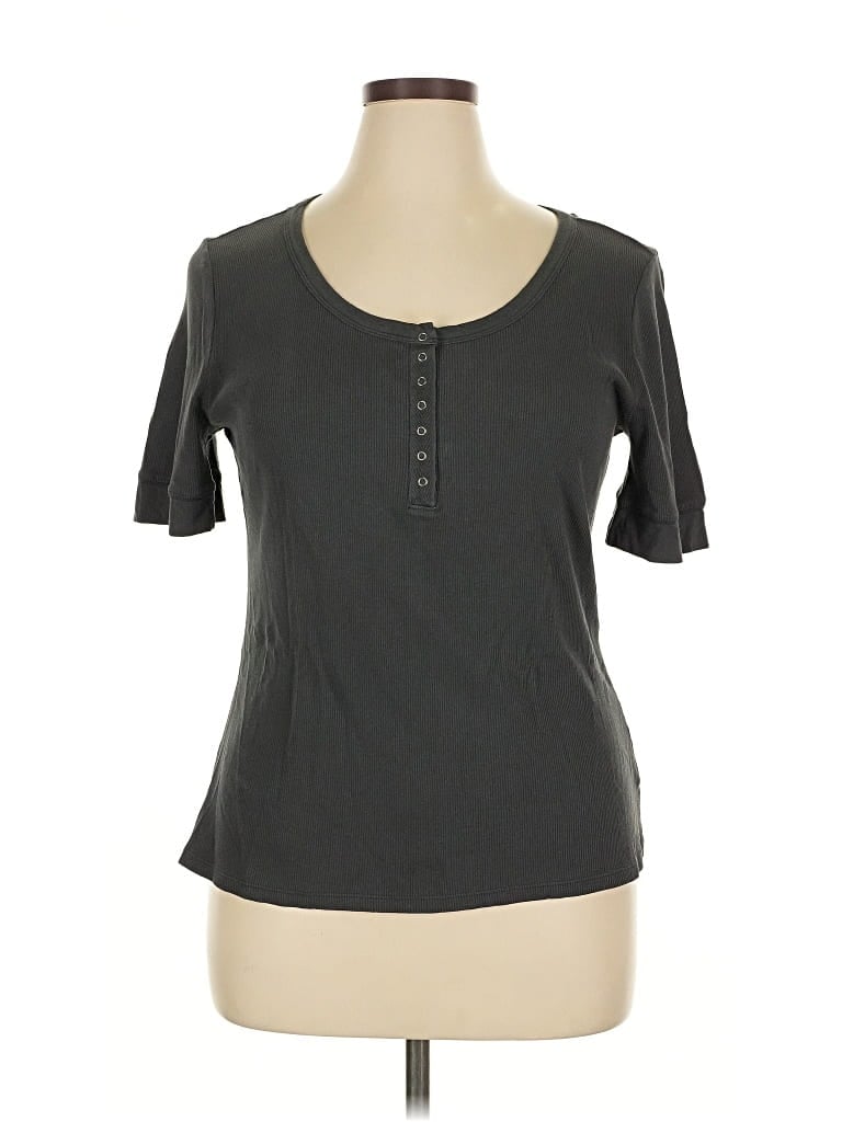 Pre-owned Lucky Brand Short Sleeve Henley Shirt In Gray