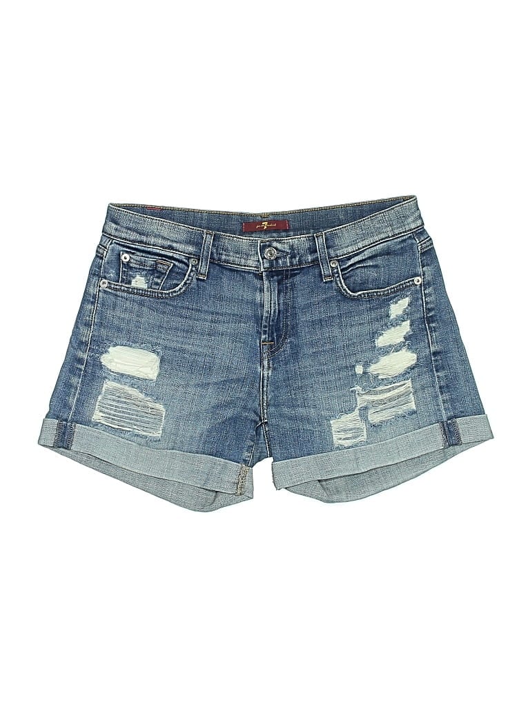 Pre-owned 7 For All Mankind Denim Shorts In Blue