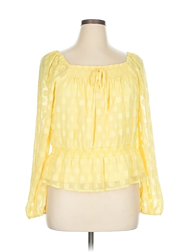Pre-owned Lc Lauren Conrad Long Sleeve Blouse In Yellow