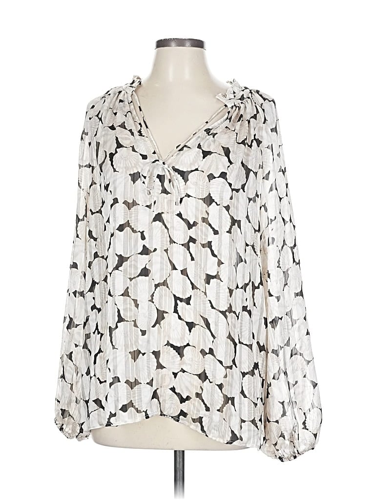 Pre-owned H&m Long Sleeve Blouse In Silver
