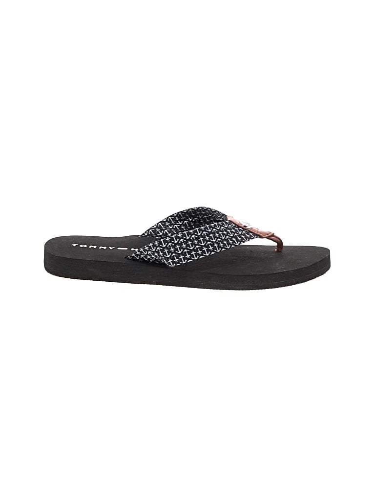 Pre-owned Tommy Hilfiger Flip Flops In Black