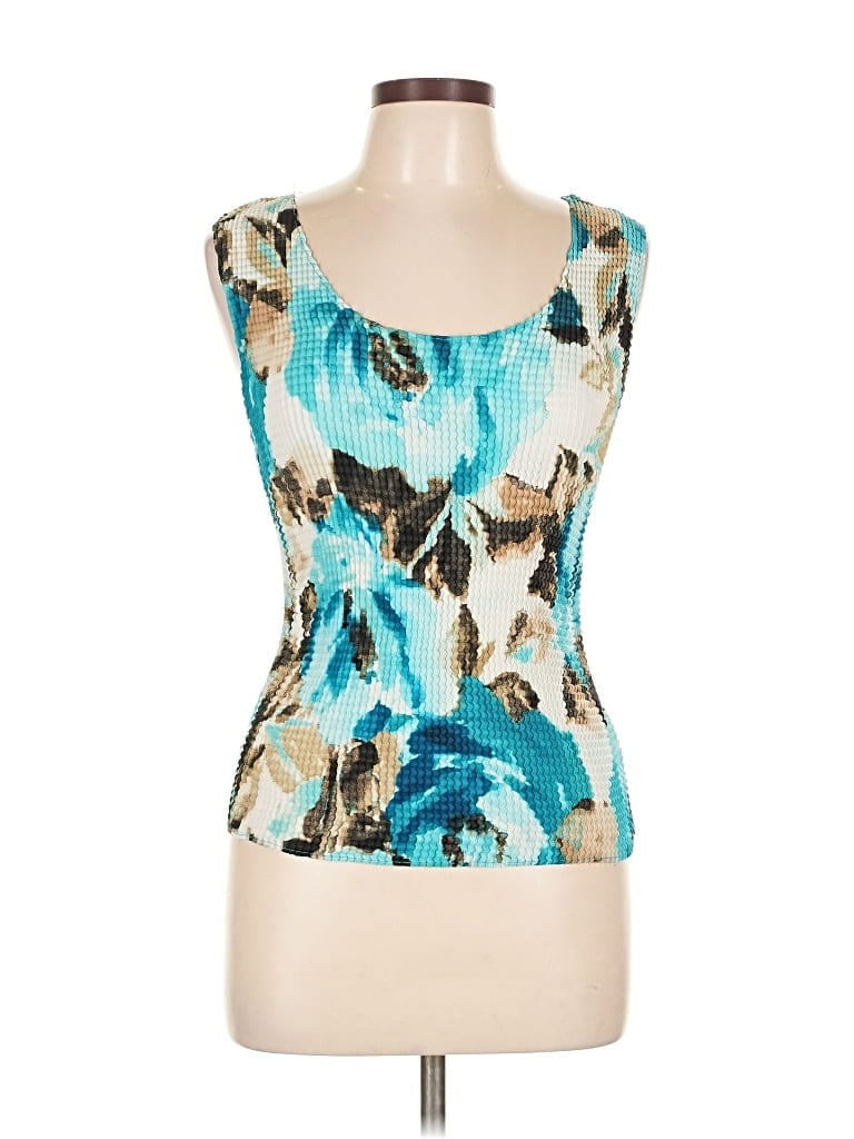 Pre-owned Christopher & Banks Sleeveless Top Teal Scoop Neck Tops In Blue