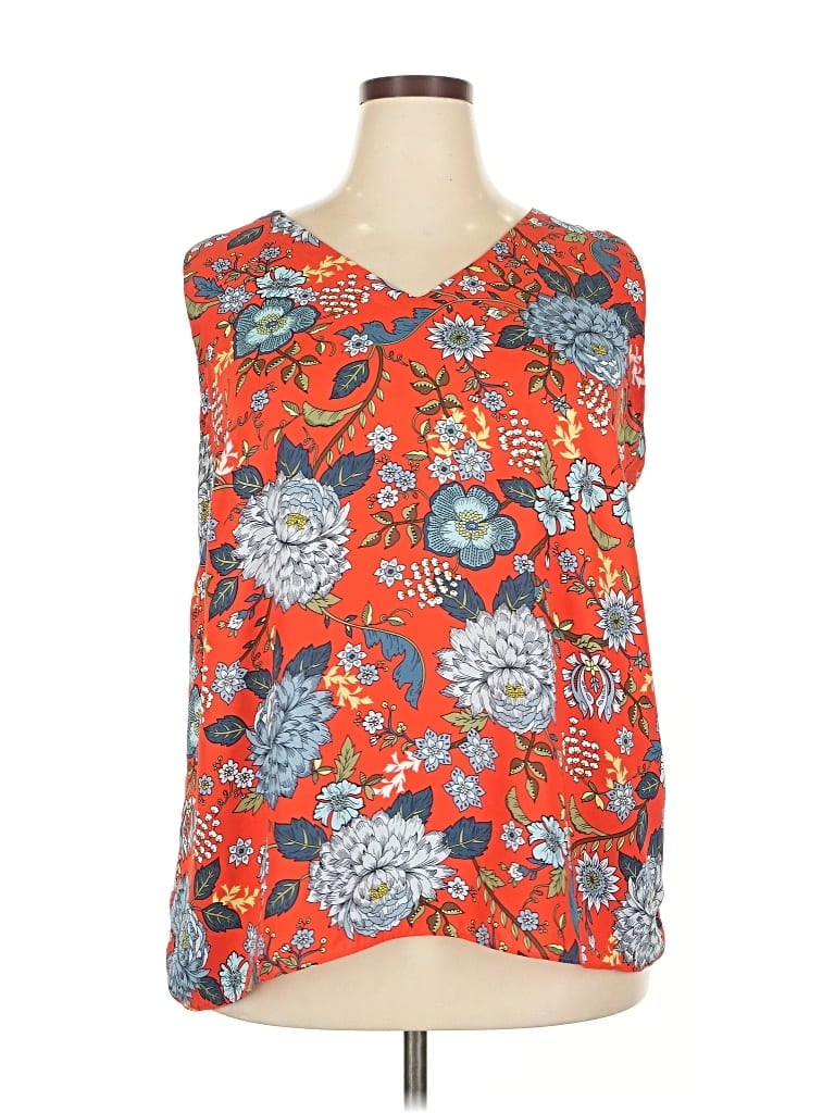 Pre-owned Ann Taylor Loft Tank Top Orange Strapless Neckline Tops