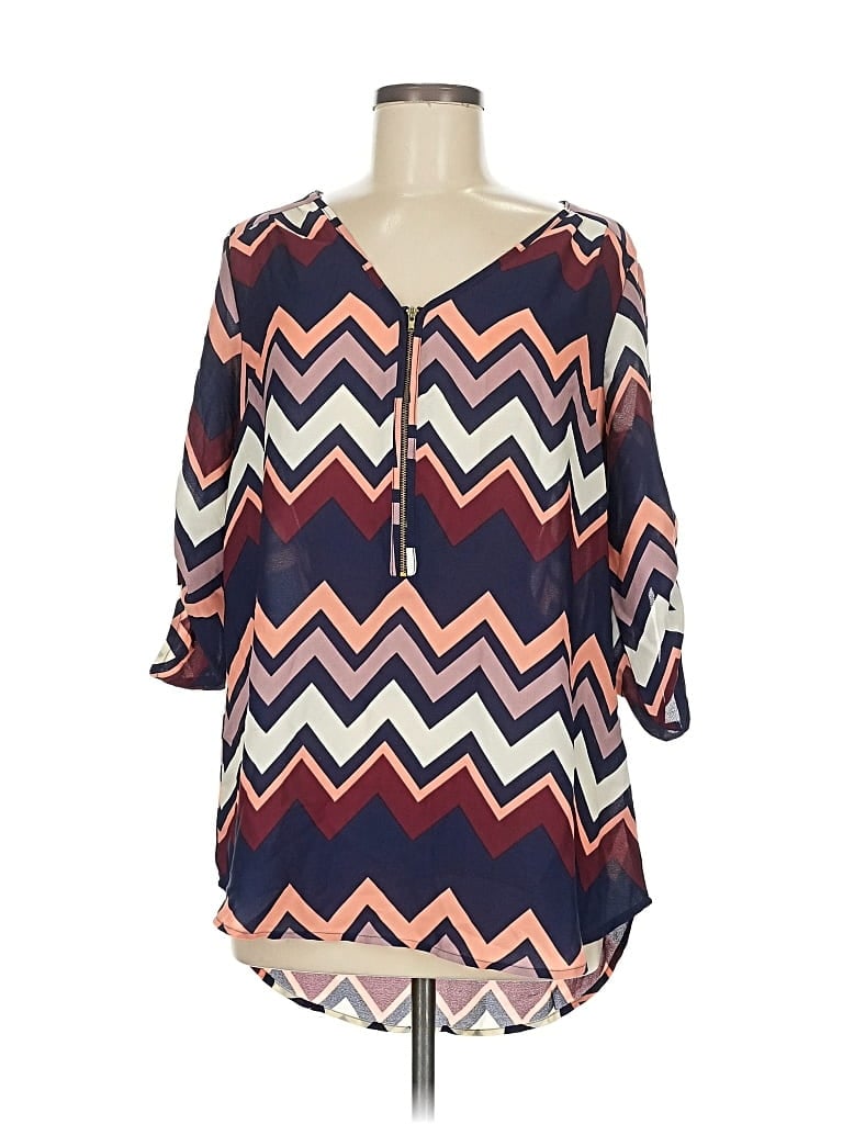 Pre-owned Wishful Park 3/4 Sleeve Blouse In Blue