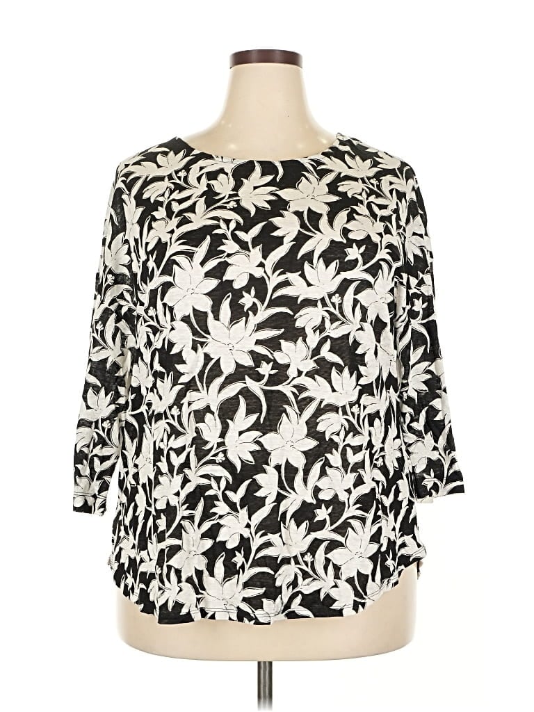 Pre-owned Nicole Miller 3/4 Sleeve Blouse In Black