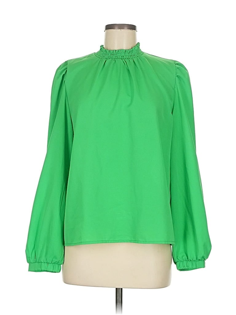 Pre-owned Melloday Long Sleeve Blouse In Green