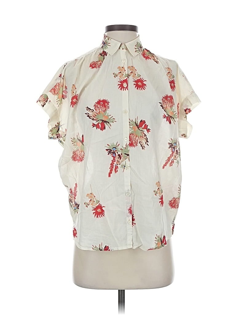 Pre-owned Madewell Short Sleeve Blouse In White