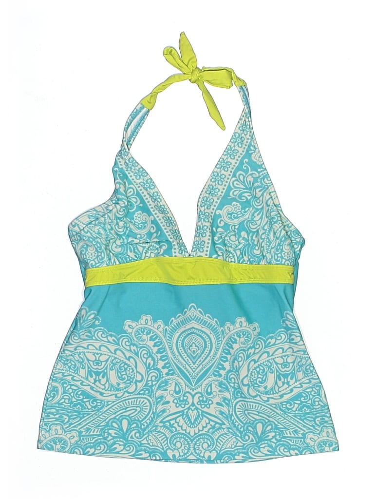 Pre-owned Athleta Swimsuit Top Blue Paisley Pattern Swimwear