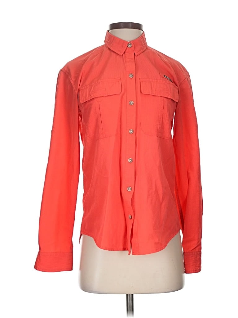 Pre-owned Eddie Bauer Long Sleeve Blouse In Orange