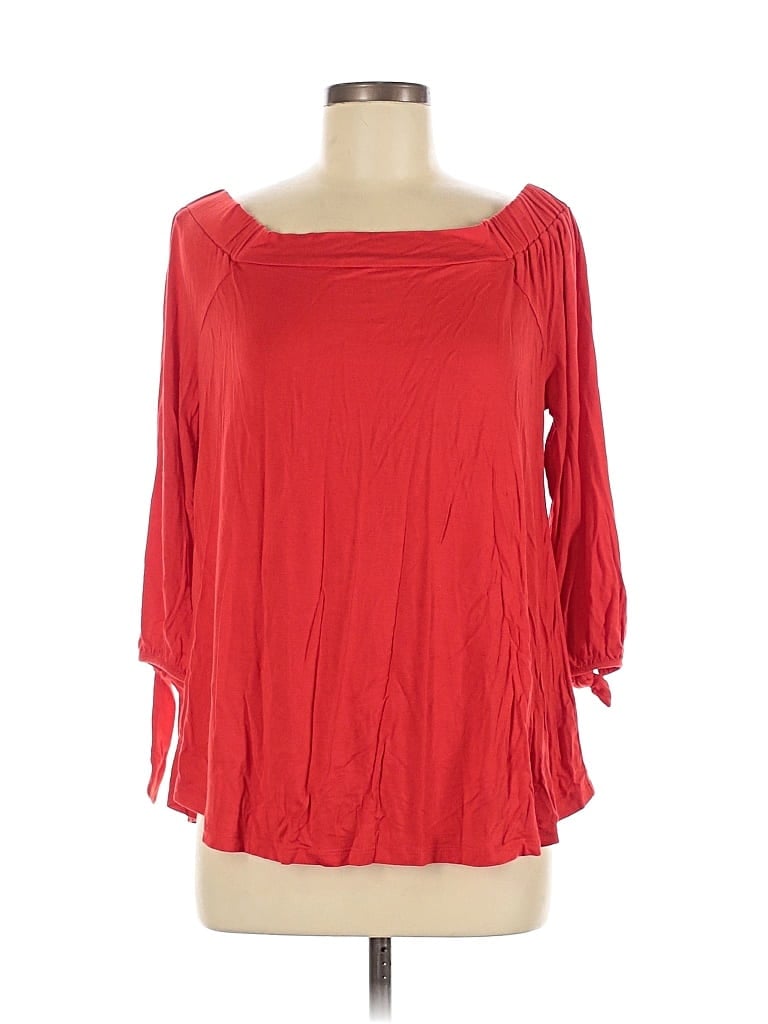 Pre-owned Cable & Gauge 3/4 Sleeve Blouse In Red