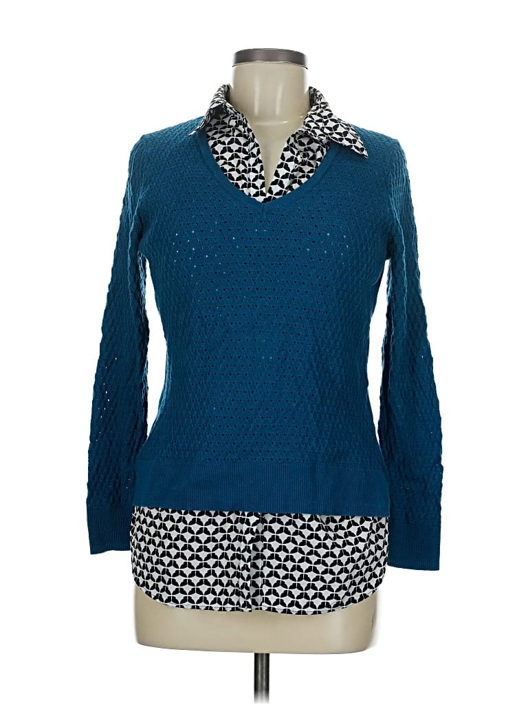 Pre-owned Croft & Barrow Pullover Sweater In Blue