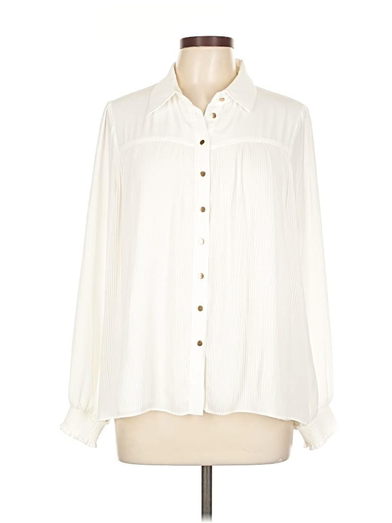Pre-owned T Tahari Long Sleeve Blouse In White