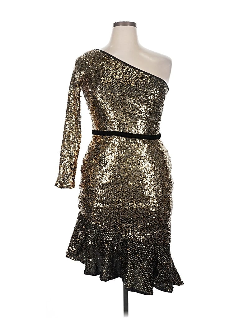Pre-owned Marchesa Notte Cocktail Dress In Gold