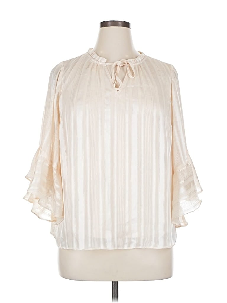 Pre-owned Lc Lauren Conrad 3/4 Sleeve Blouse In White