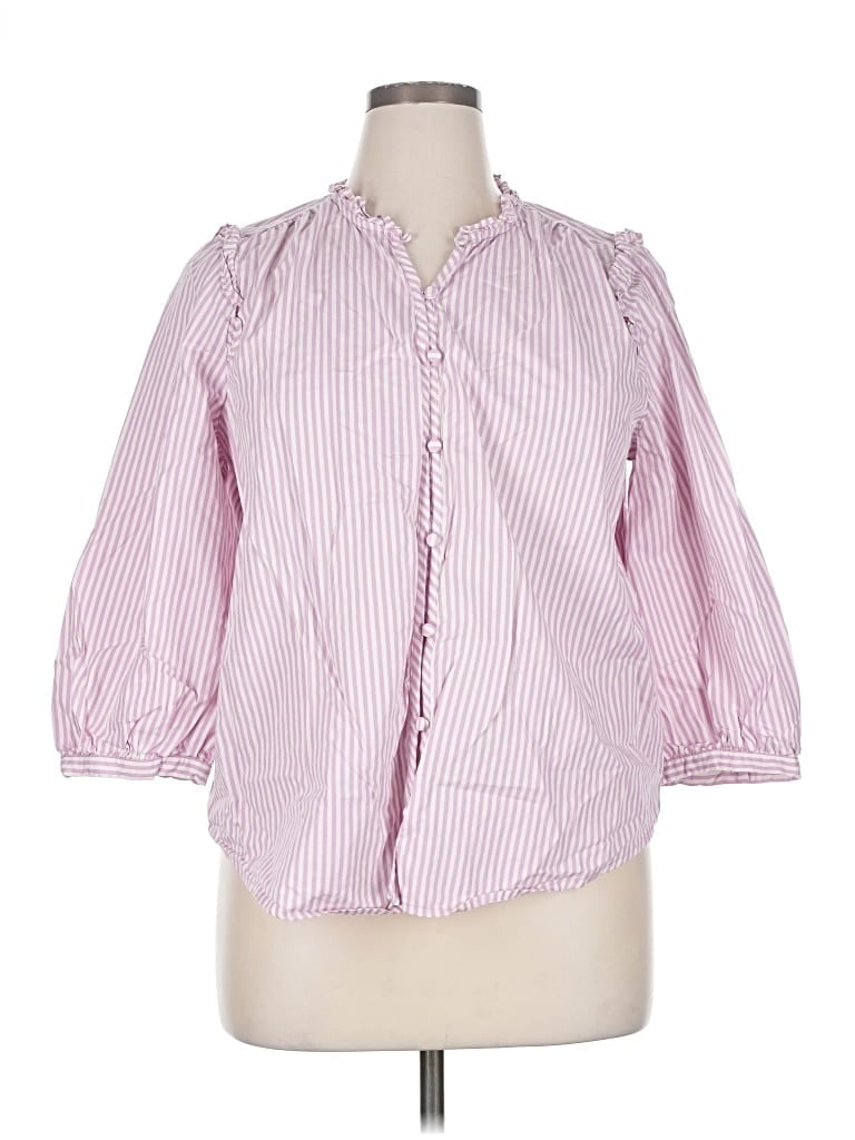 Pre-owned Lc Lauren Conrad 3/4 Sleeve Button Down Shirt In Purple