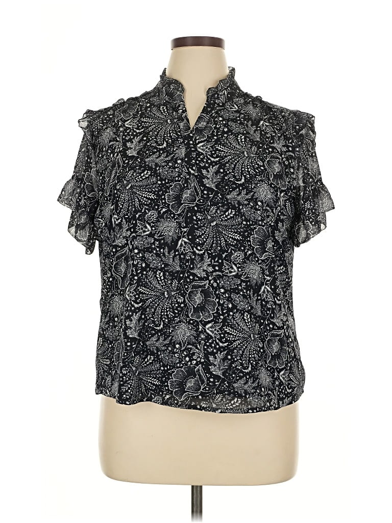 Pre-owned Point Sur Short Sleeve Blouse In Black