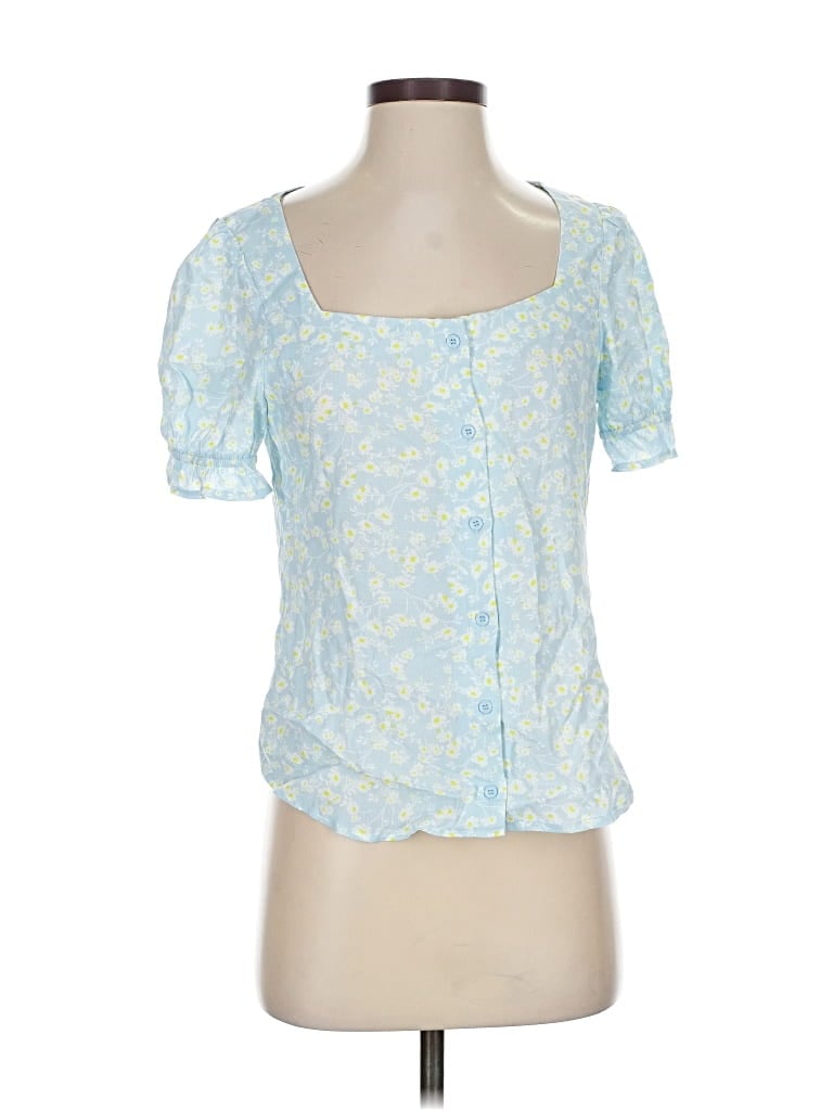 Pre-owned Elodie Short Sleeve Blouse In Blue