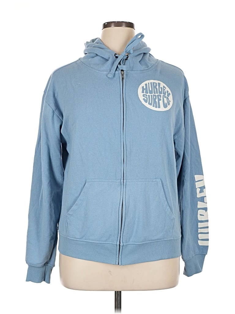 Pre-owned Hurley Zip Up Hoodie In Blue