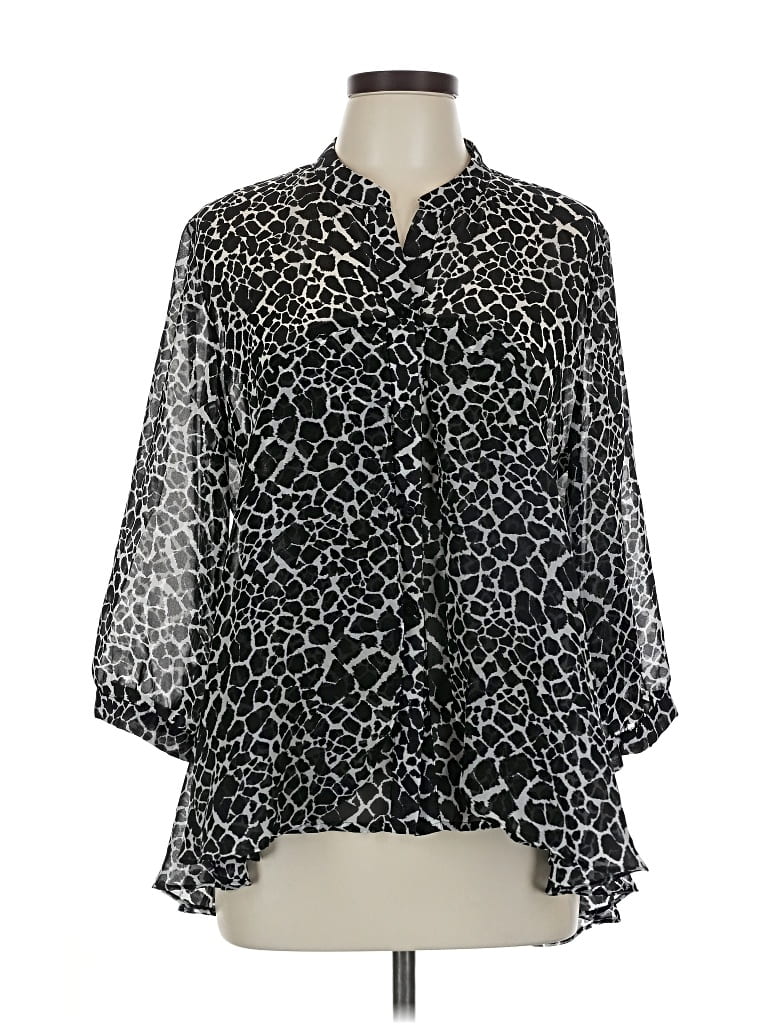 Pre-owned Chico's 3/4 Sleeve Blouse In Black