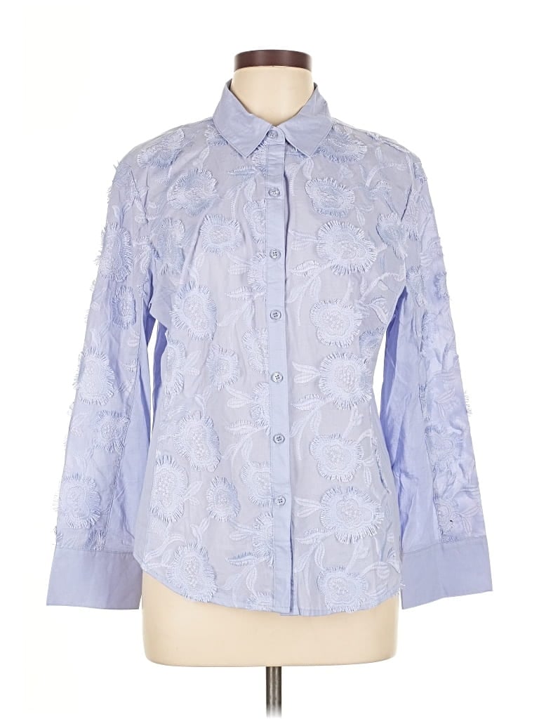Pre-owned Hester & Orchard Long Sleeve Button Down Shirt In Blue