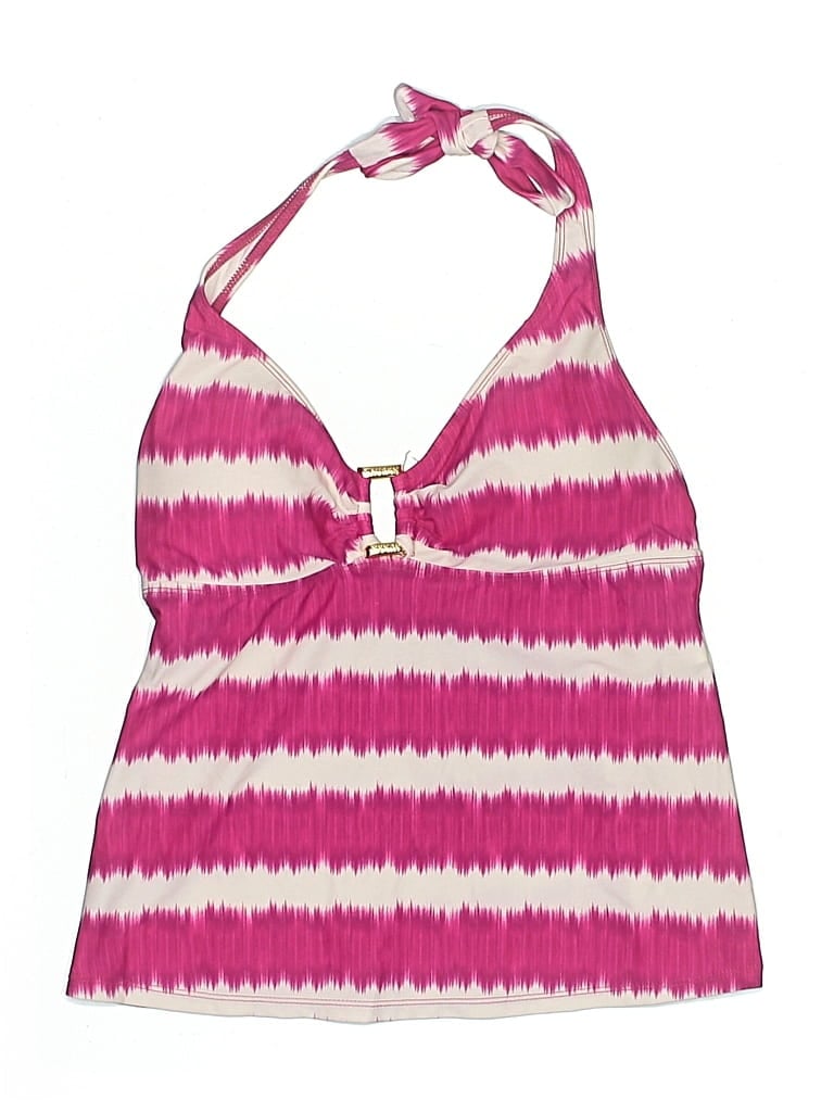 Pre-owned Polo Ralph Lauren Swimsuit Top Pink Chevron/herringbone Pattern Swimwear
