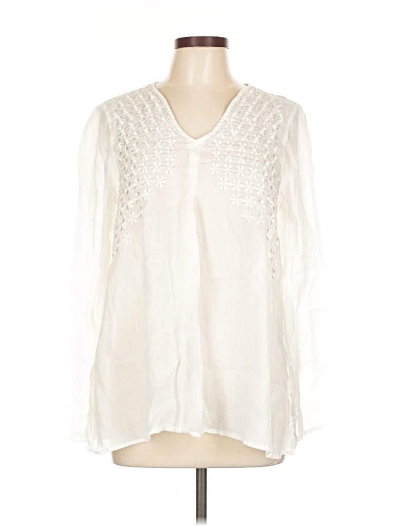 Pre-owned Max Studio 3/4 Sleeve Blouse In White