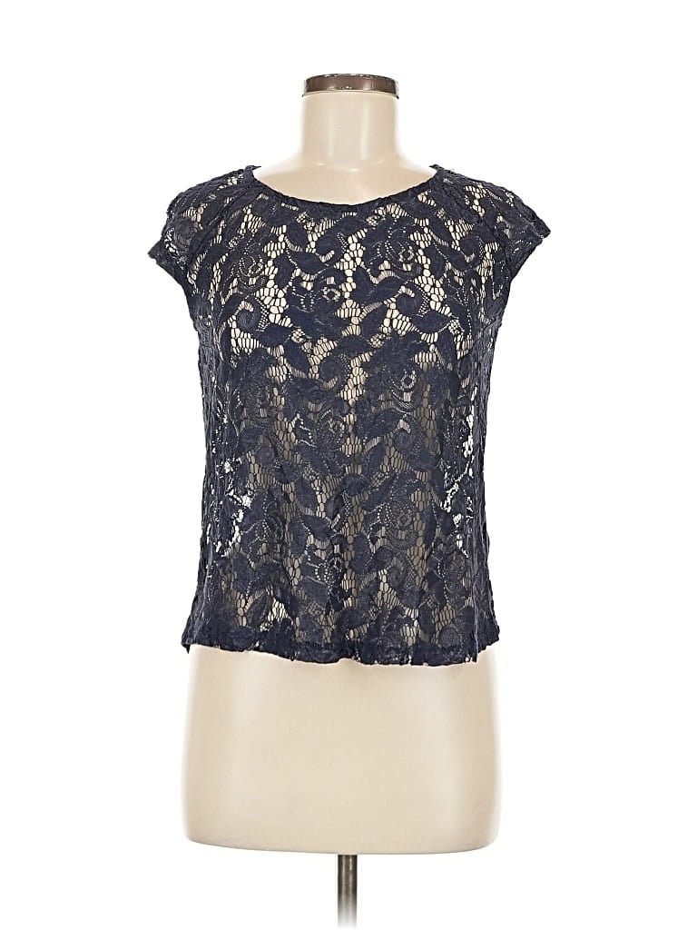 Pre-owned Trafaluc By Zara Short Sleeve Top Black Scoop Neck Tops