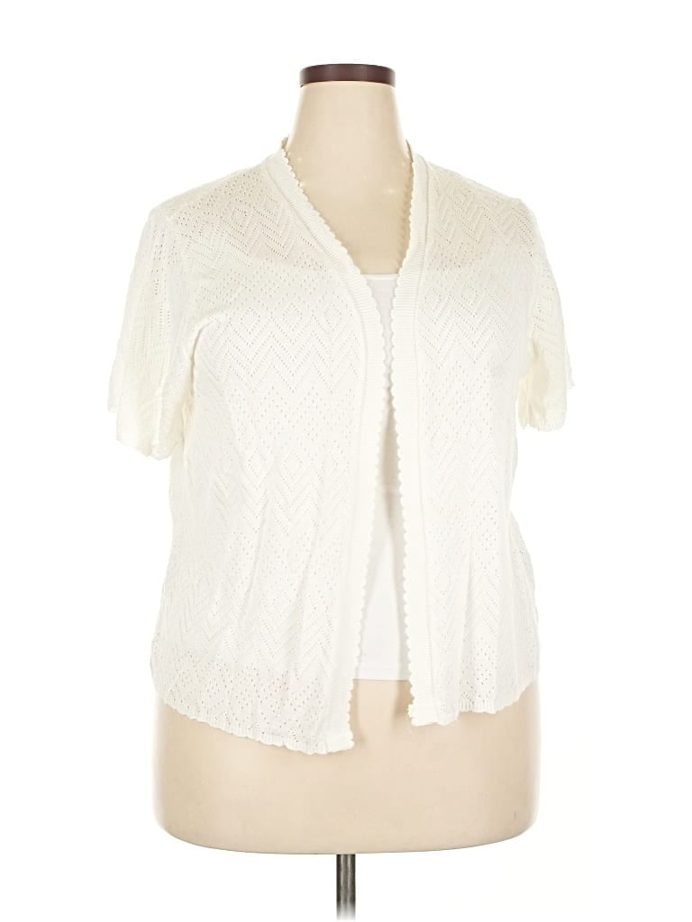 Pre-owned Basic Editions Cardigan Sweater In White