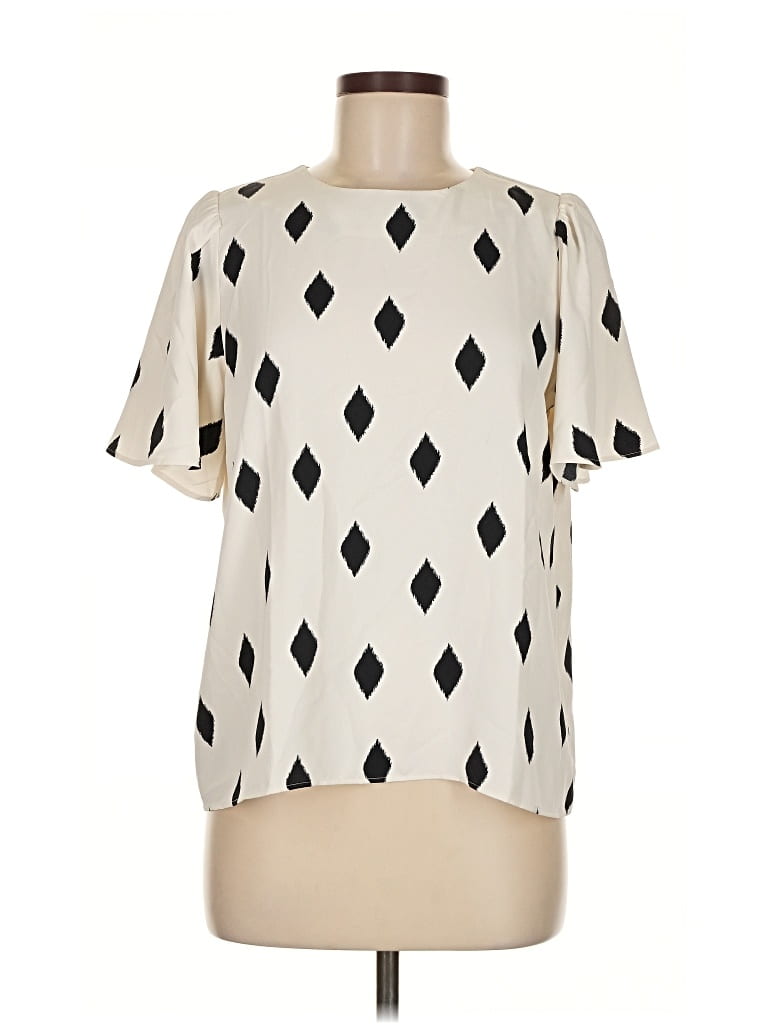 Pre-owned Ann Taylor Short Sleeve Blouse In White