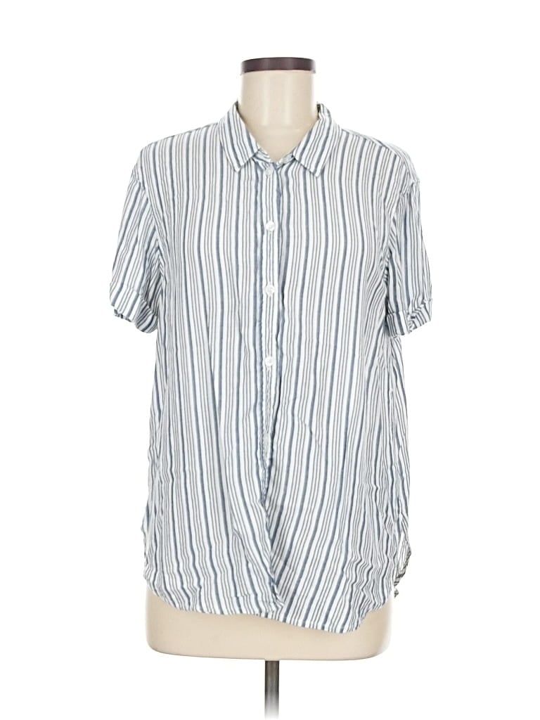 Pre-owned American Eagle Outfitters Short Sleeve Button Down Shirt In Blue