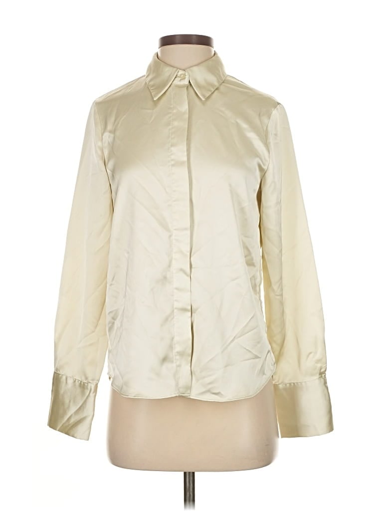 Pre-owned Mng Long Sleeve Blouse In White