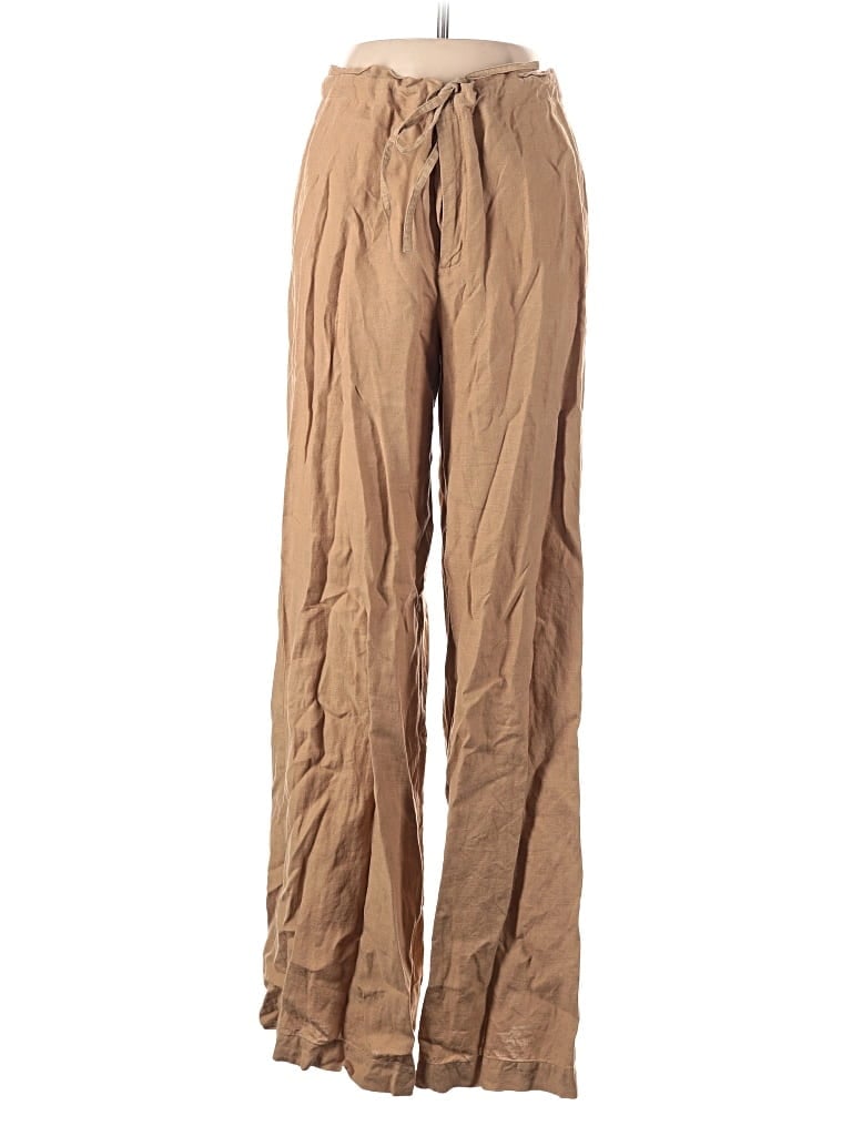 Pre-owned Linda Allard Ellen Tracy Linen Pants In Brown