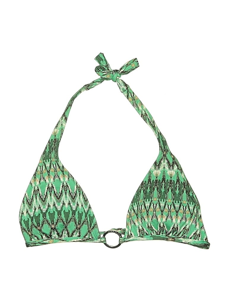 Pre-owned Bcbgmaxazria Swimsuit Top Green Print Pattern Swimwear