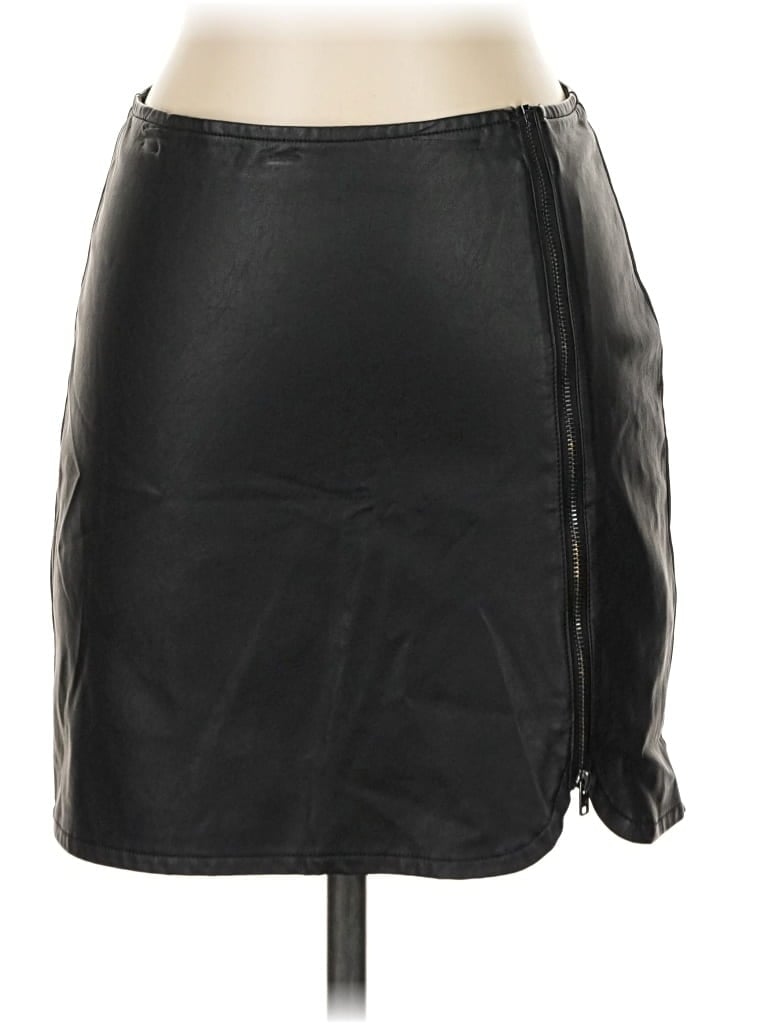 Pre-owned Hollister Faux Leather Skirt In Black