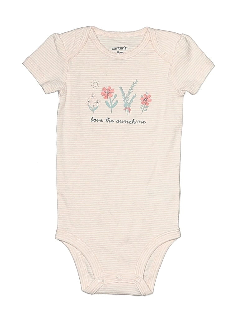 Pre-owned Carter's Babies' Short Sleeve Onesie In White