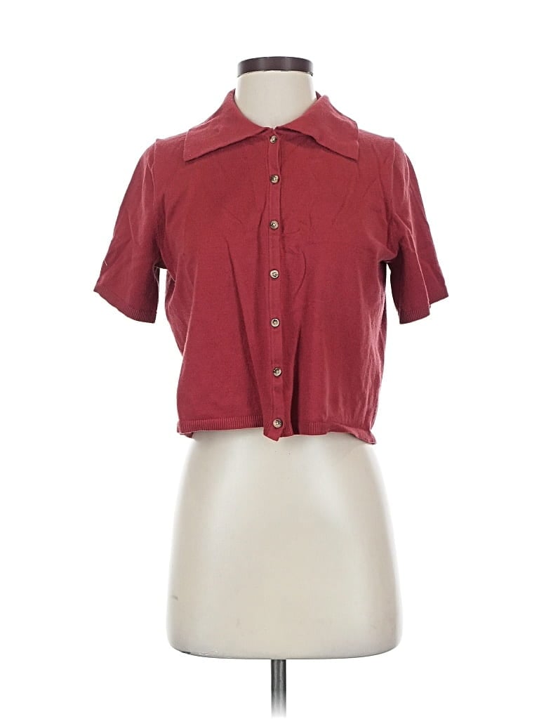 Pre-owned Ann Taylor Cardigan Sweater In Burgundy