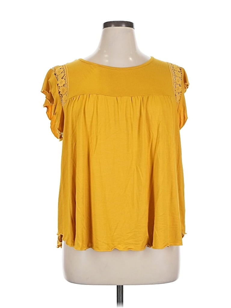Pre-owned Loveappella Short Sleeve Blouse In Yellow